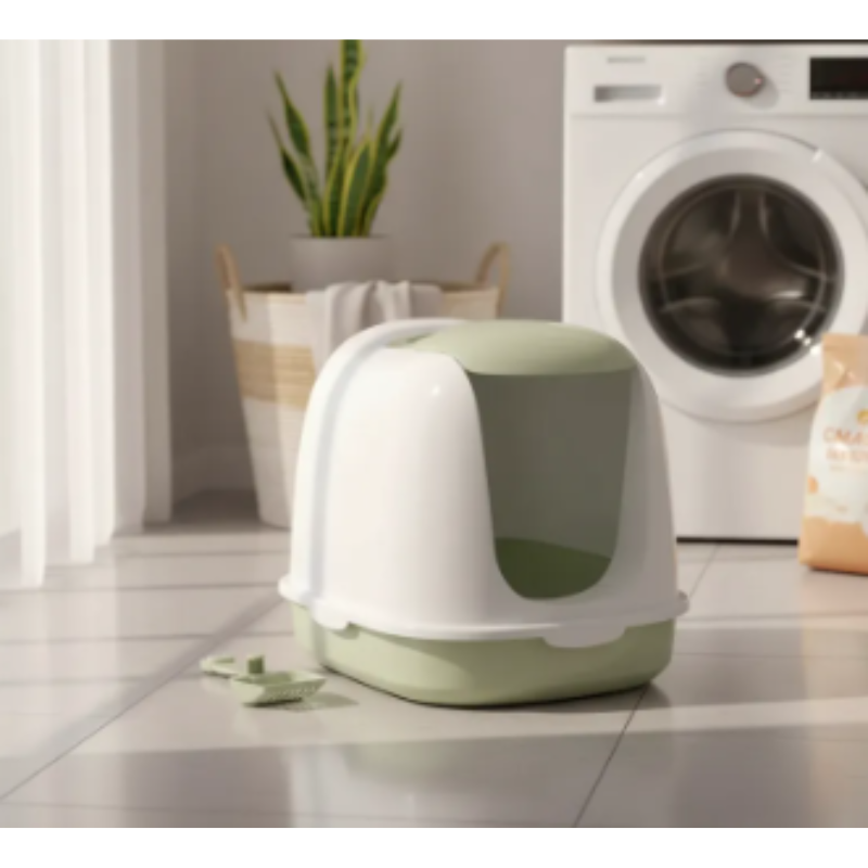 Arenero Cubierto Para Gatos Con Puerta Abatible Y Pala