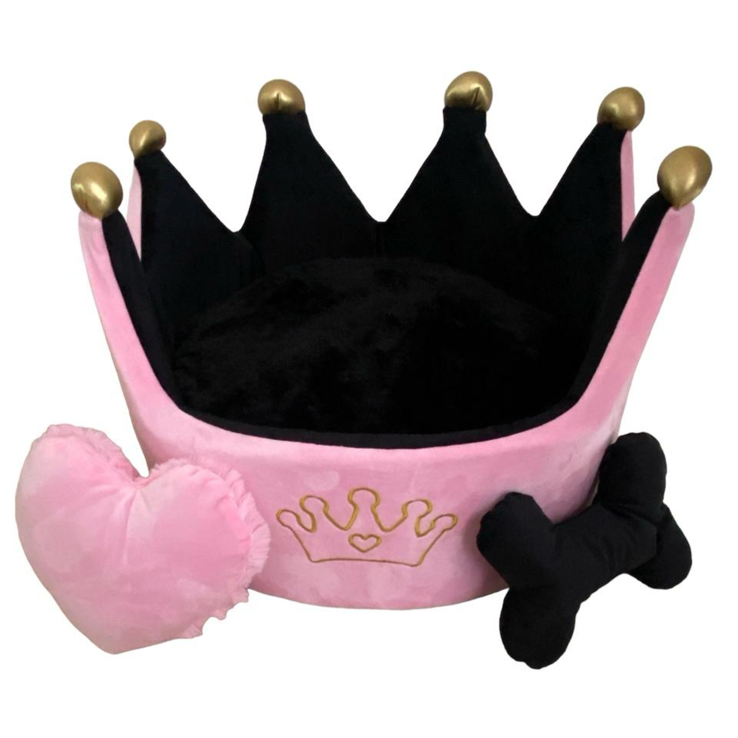 Cama Corona Rosado-Negro para Mascotas