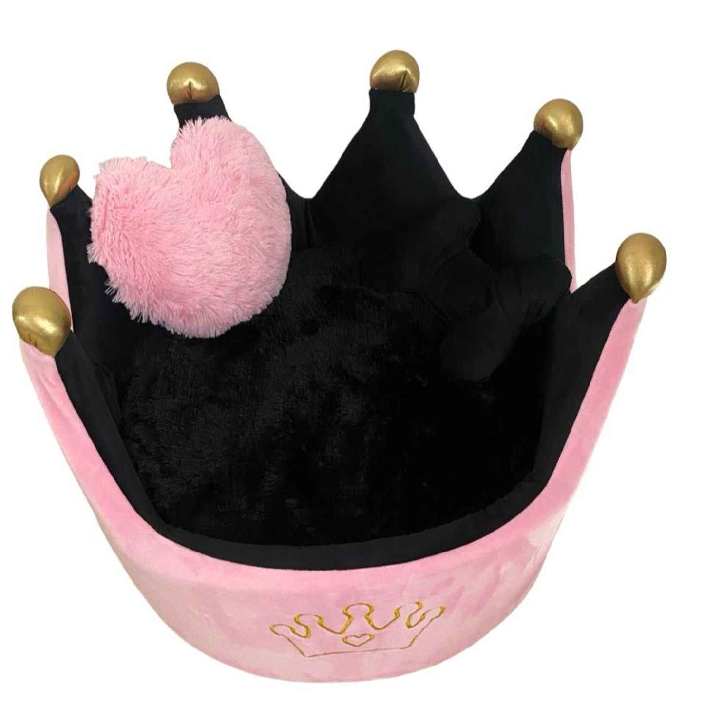 Cama Corona Rosado-Negro para Mascotas