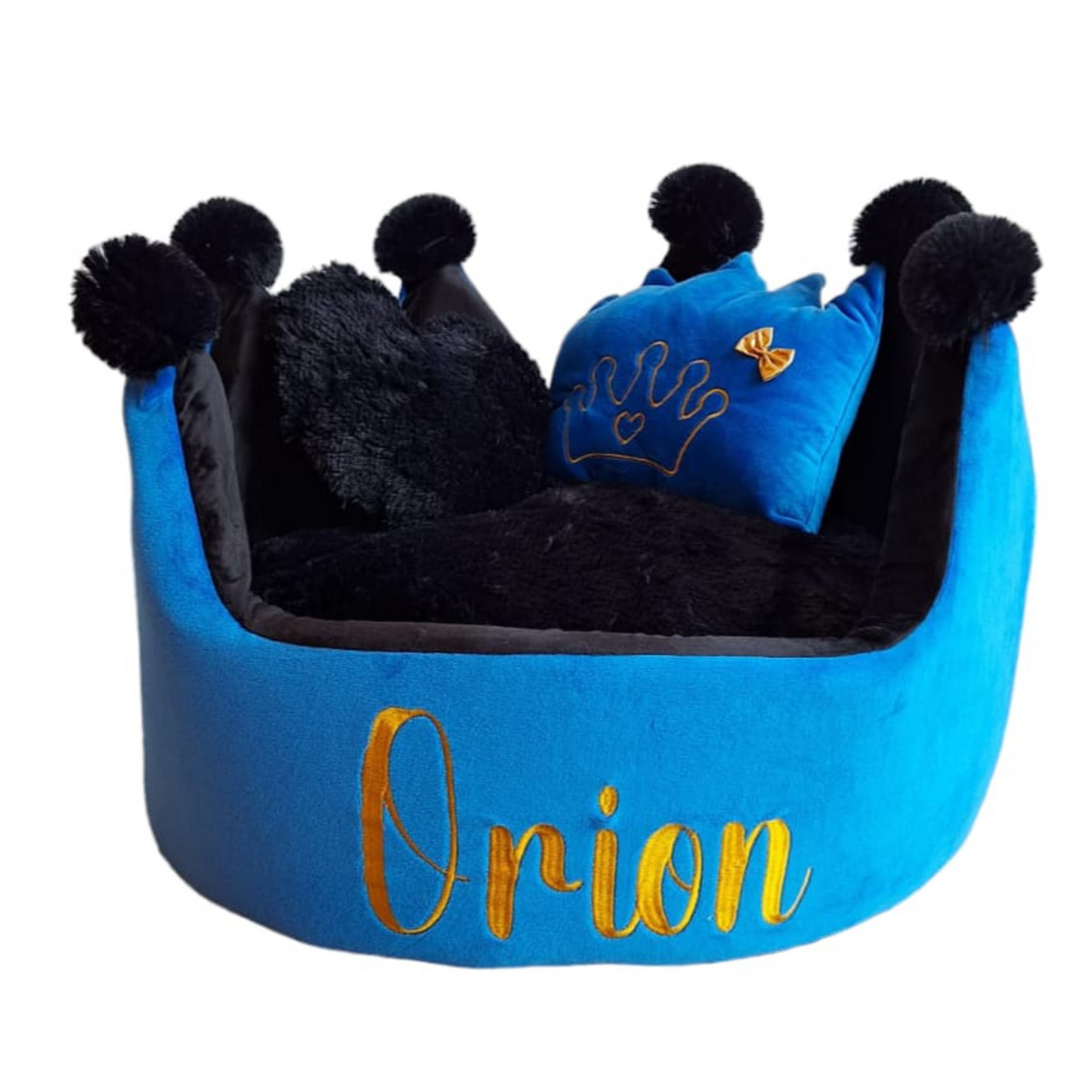 Cama Corona Para Mascota Azul-Negro Para Mascotas