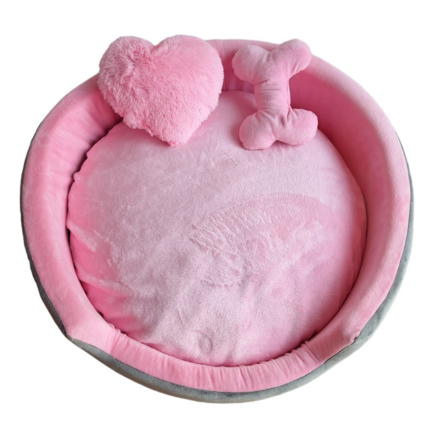 Cama Luxury Para Mascota Gris y rosado