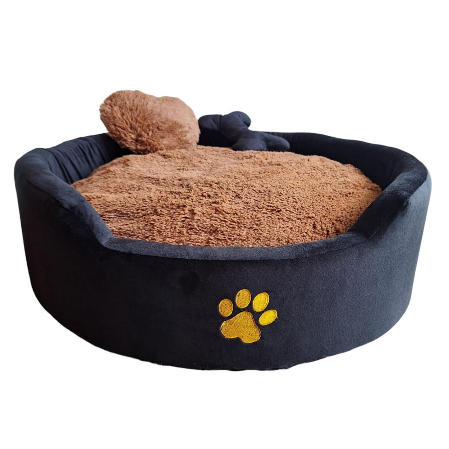 Cama Luxury Para Mascota Negra y Cafe