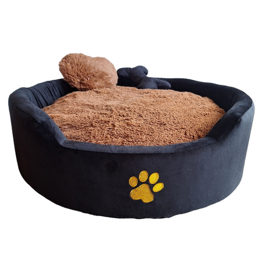 Cama Luxury Para Mascota Negra y Cafe