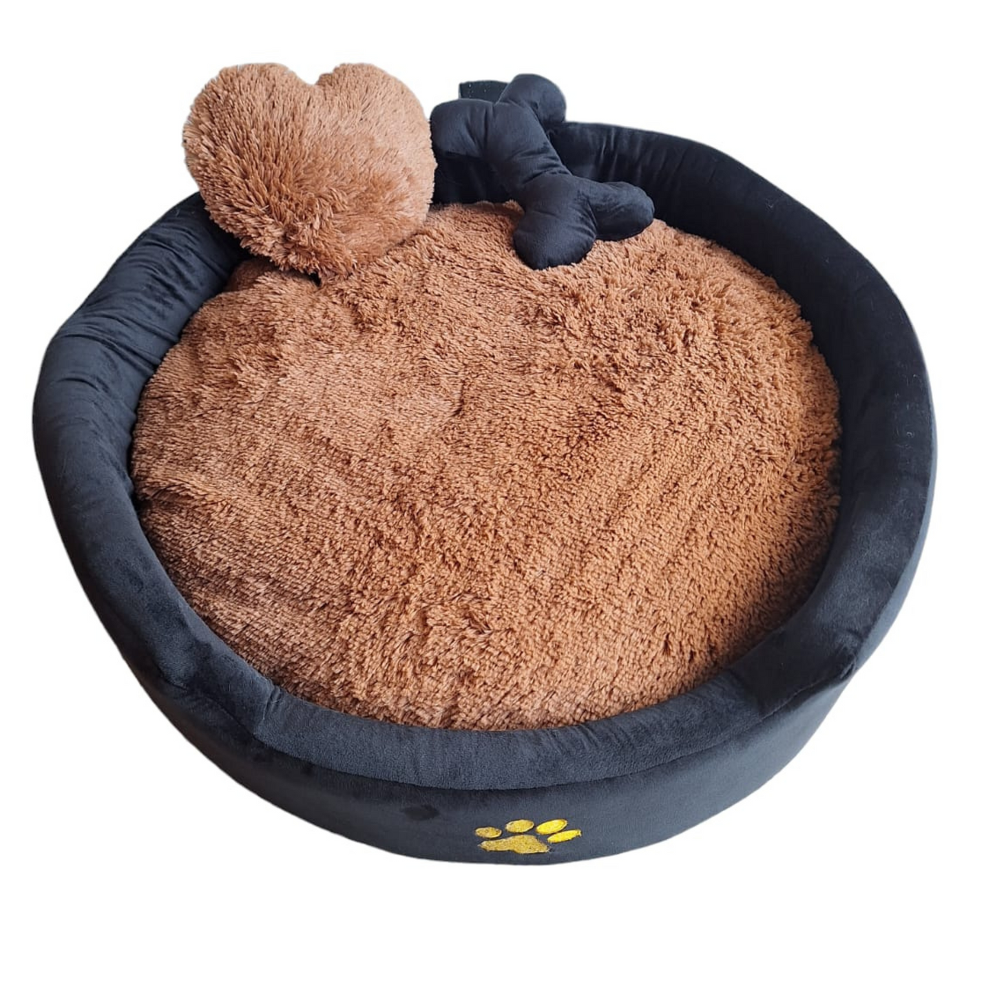 Cama Luxury Para Mascota Negra y Cafe