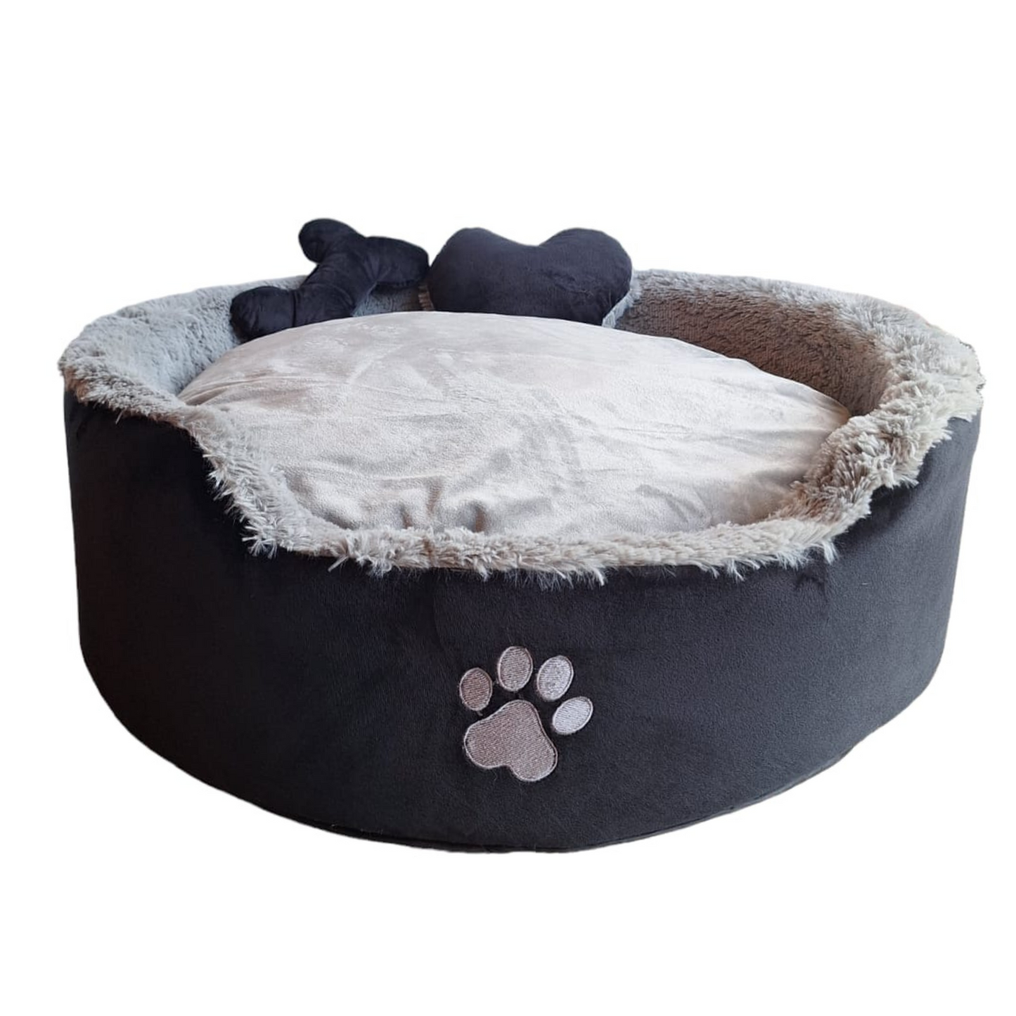 Cama Luxury Para Mascota Negra y Gris