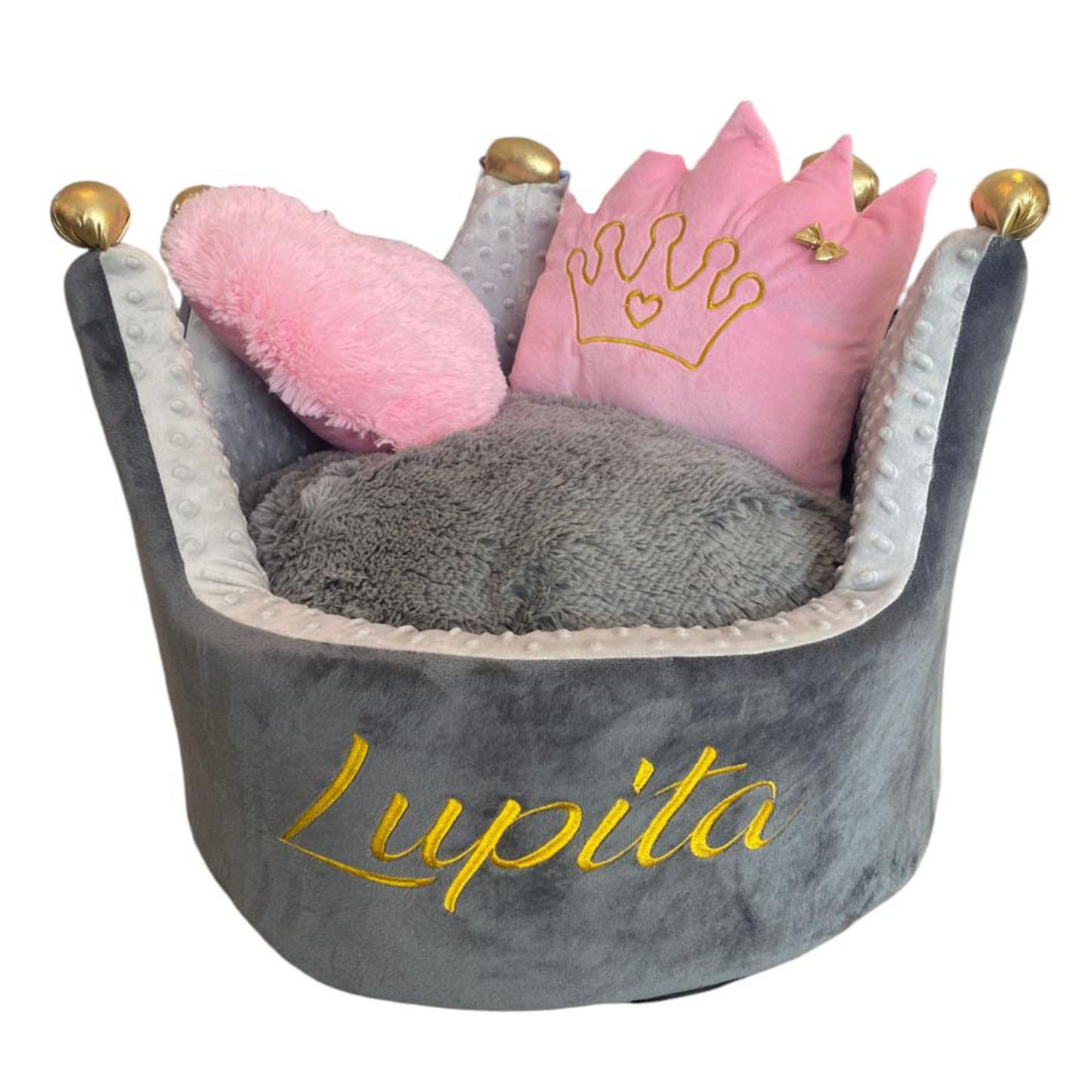 Cama Personalizada Para Mascota Corona Gris