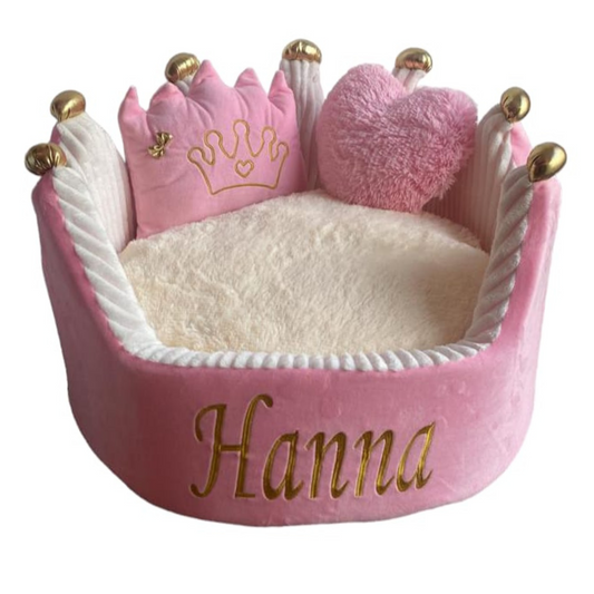 Cama Personalizada Para Mascota Corona Rosada