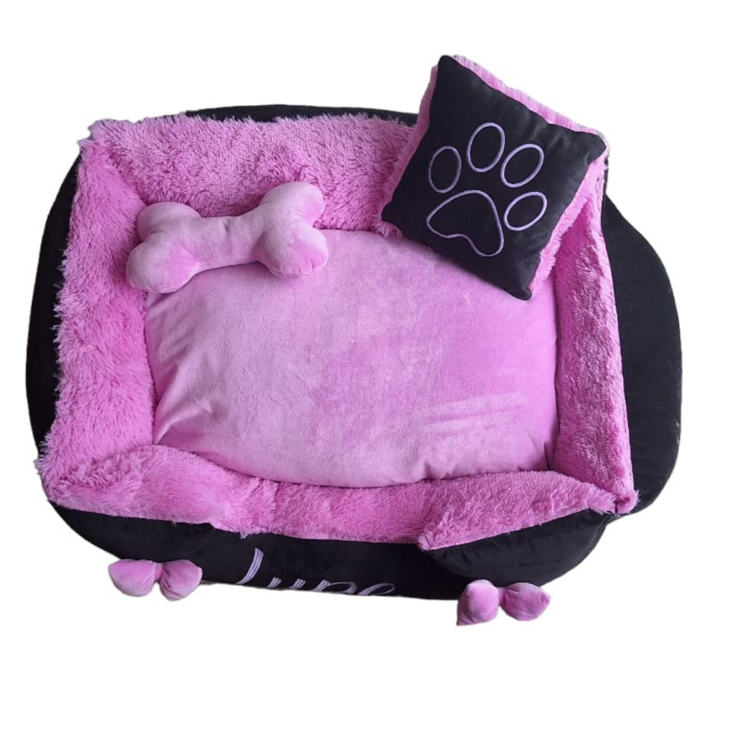 Cama Personalizada Premium Para Mascota Negra-Lila