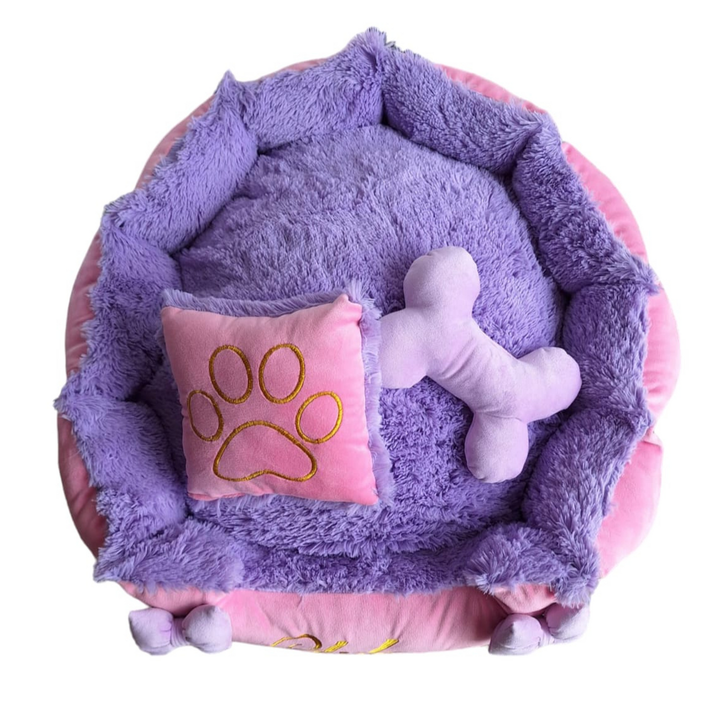 Cama Personalizada Premium Para Mascota Rosada-Lila