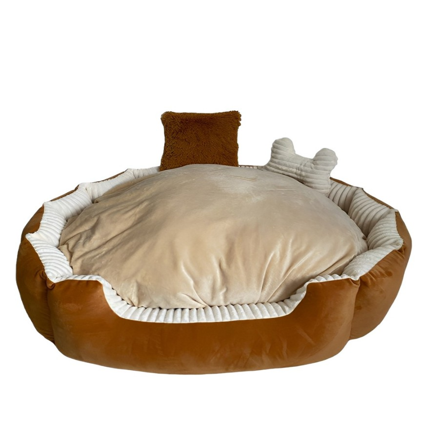 Cama Premium Café y Beige