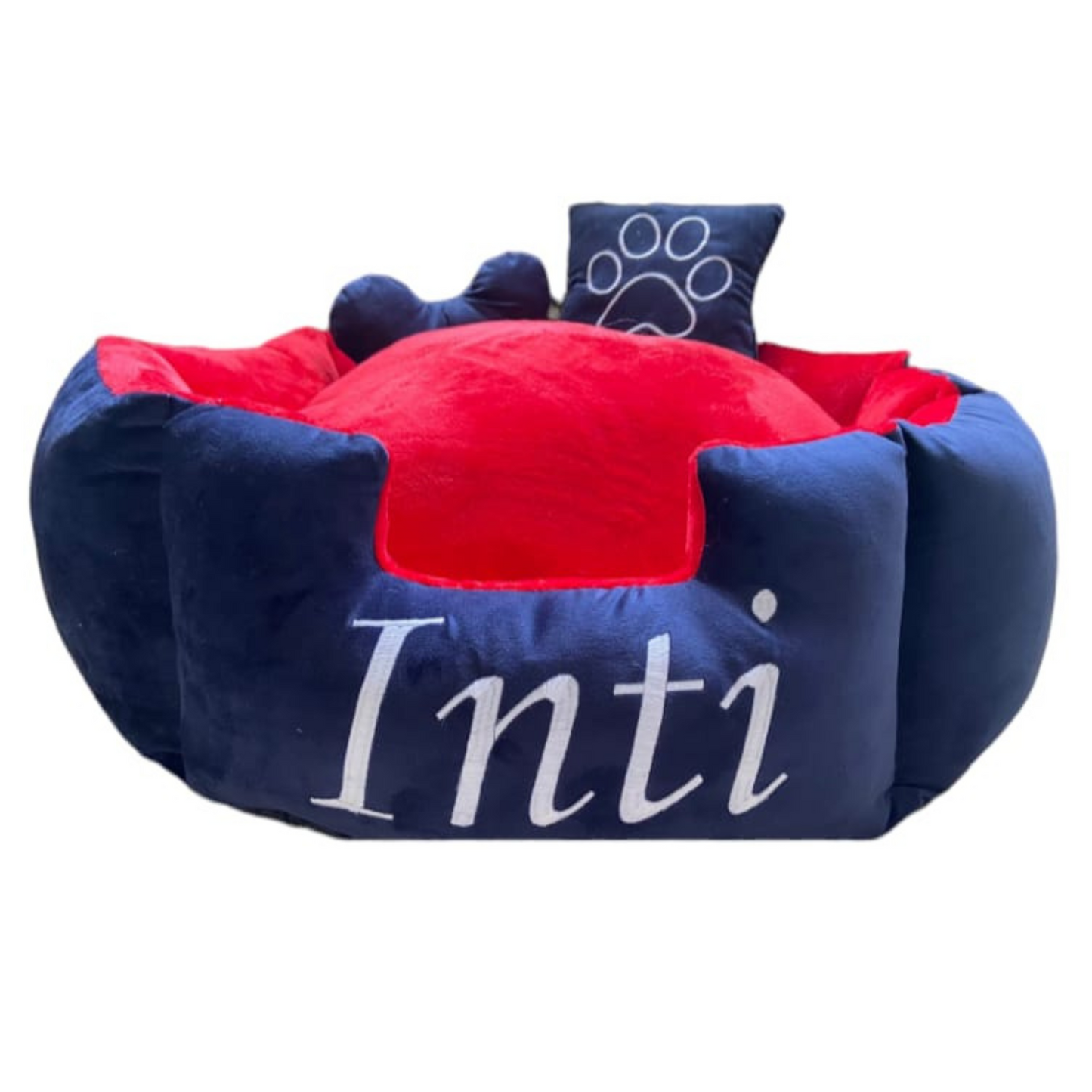 Cama Premium Para Mascota Azul-Roja