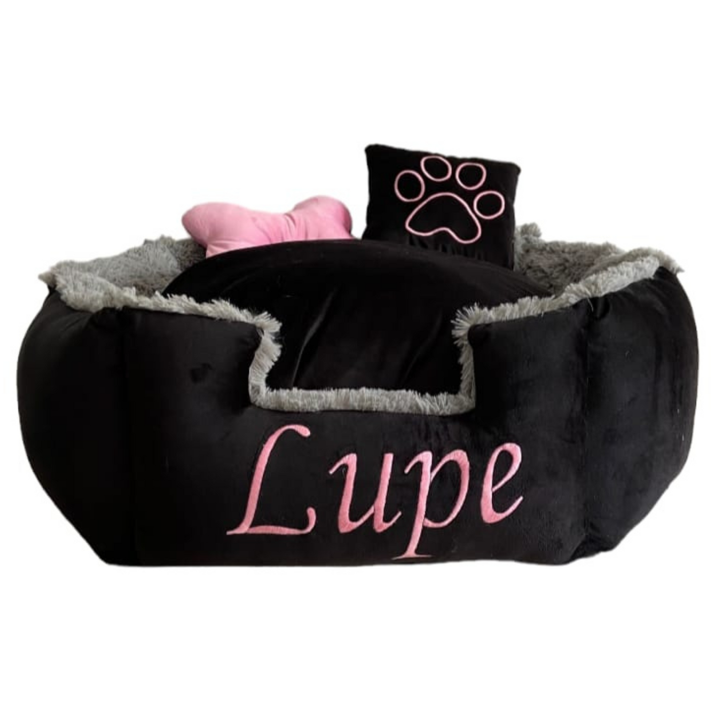 Cama Premium Para Mascota Negra-Gris