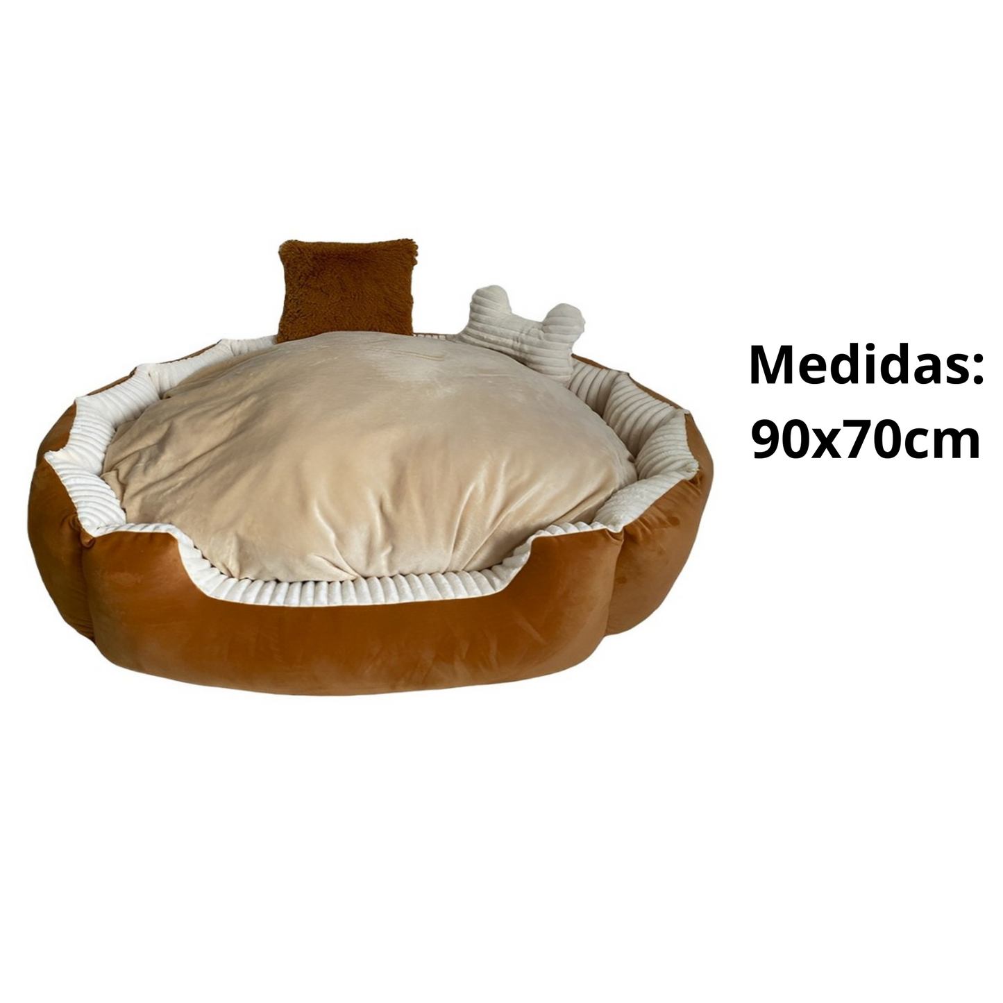 Cama Premium Café y Beige