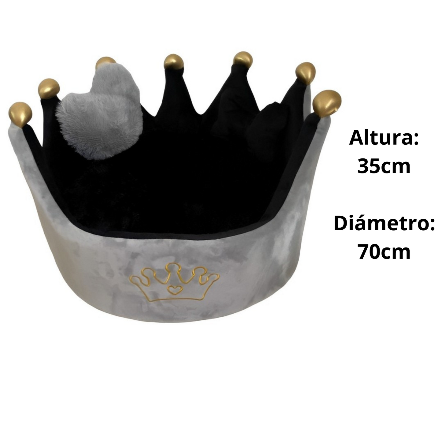 Cama Corona Gris - Negro para Mascotas