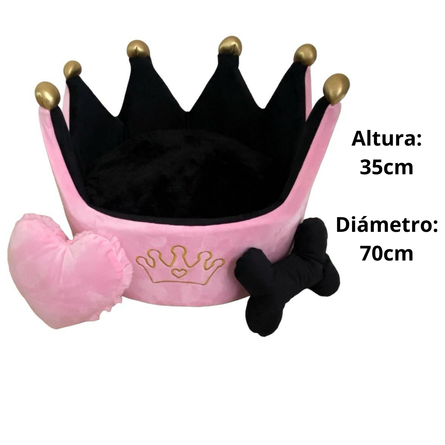 Cama Corona Rosado-Negro para Mascotas