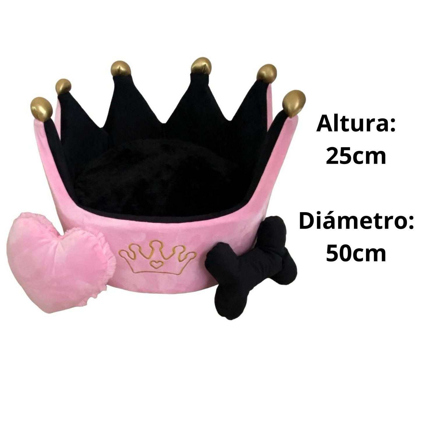 Cama Corona Rosado-Negro para Mascotas