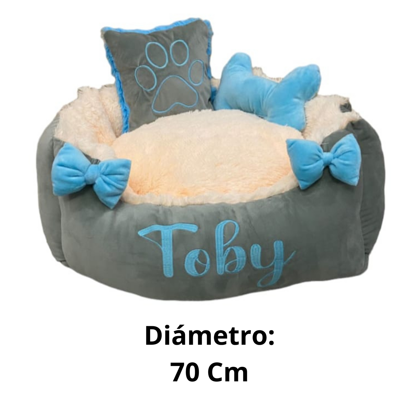 Cama Personalizada Para Mascota Premium  Gris-Beige