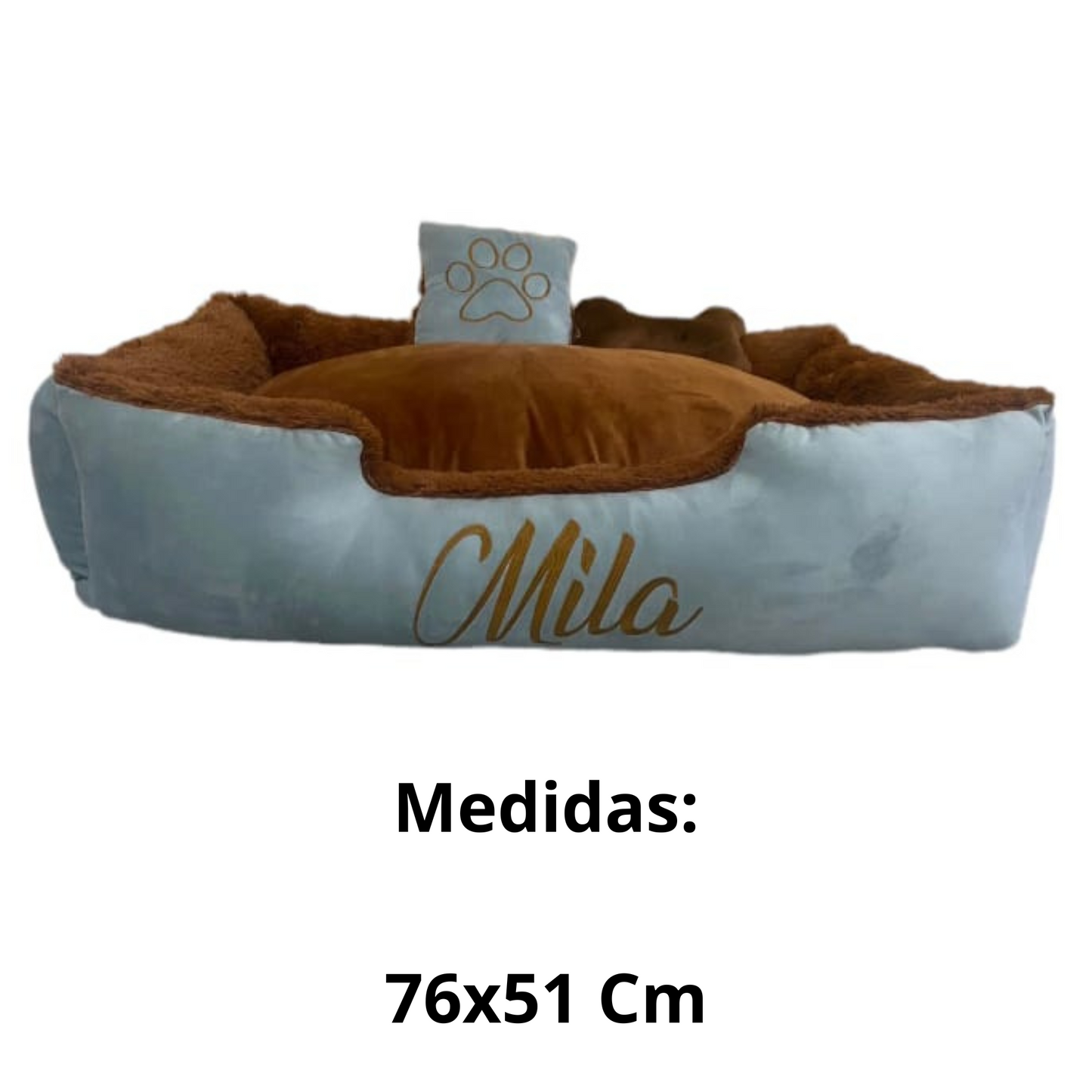 Cama Personalizada Para Mascota Premium Gris-Café