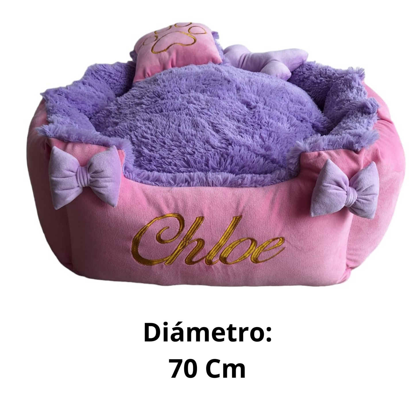 Cama Personalizada Premium Para Mascota Rosada-Lila