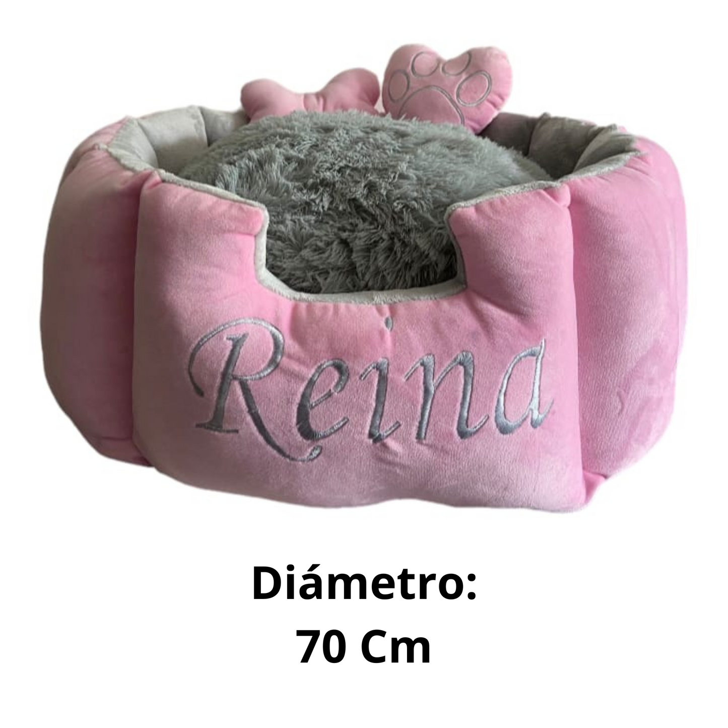 Cama Premium Para Mascota Rosada-Gris