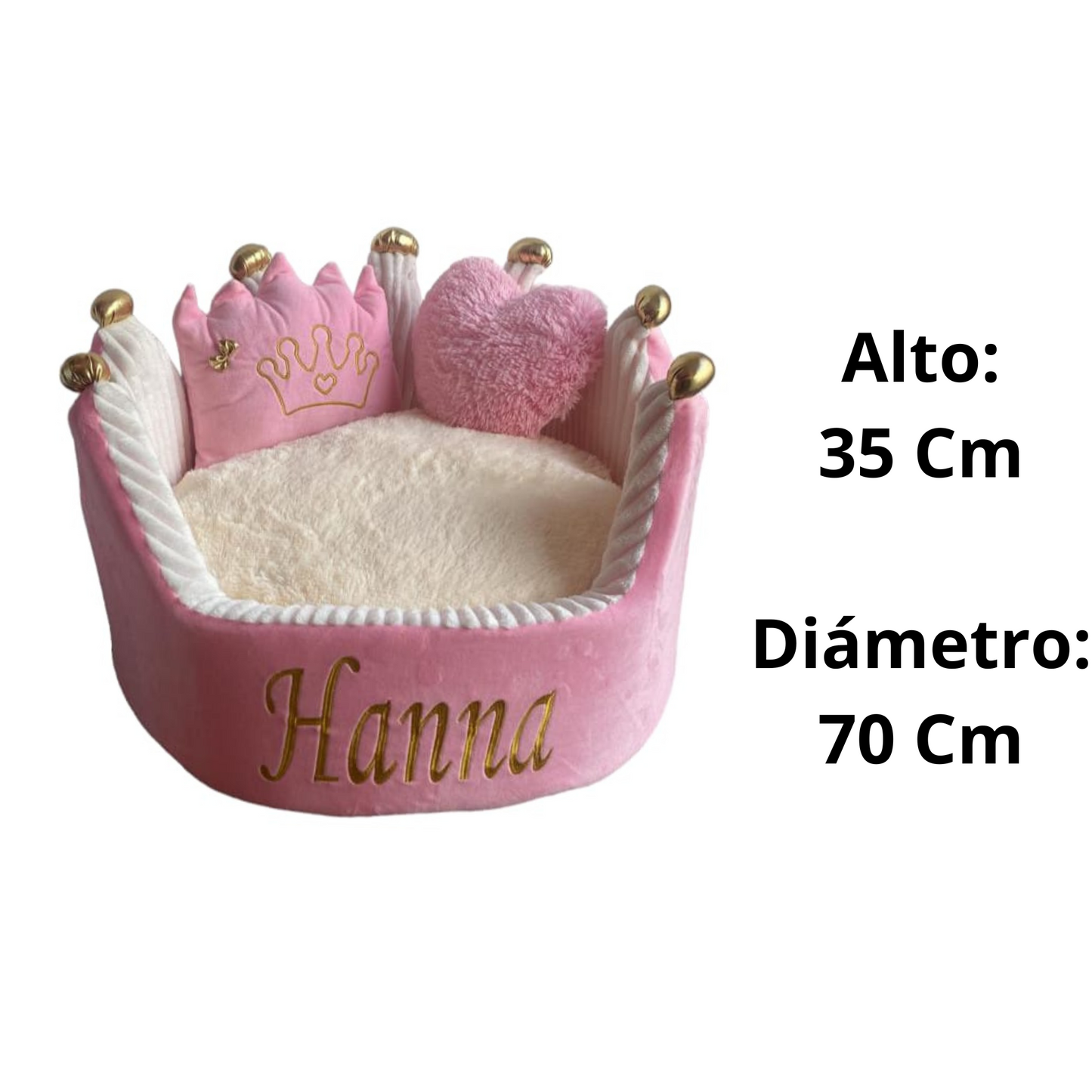 Cama Personalizada Para Mascota Corona Rosada