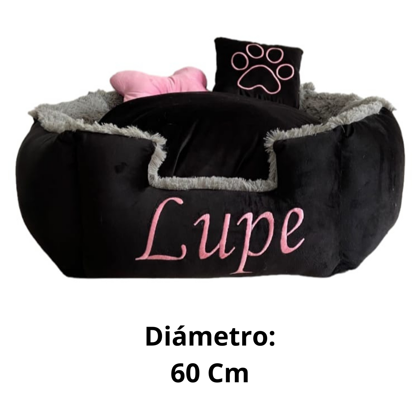 Cama Premium Para Mascota Negra-Gris