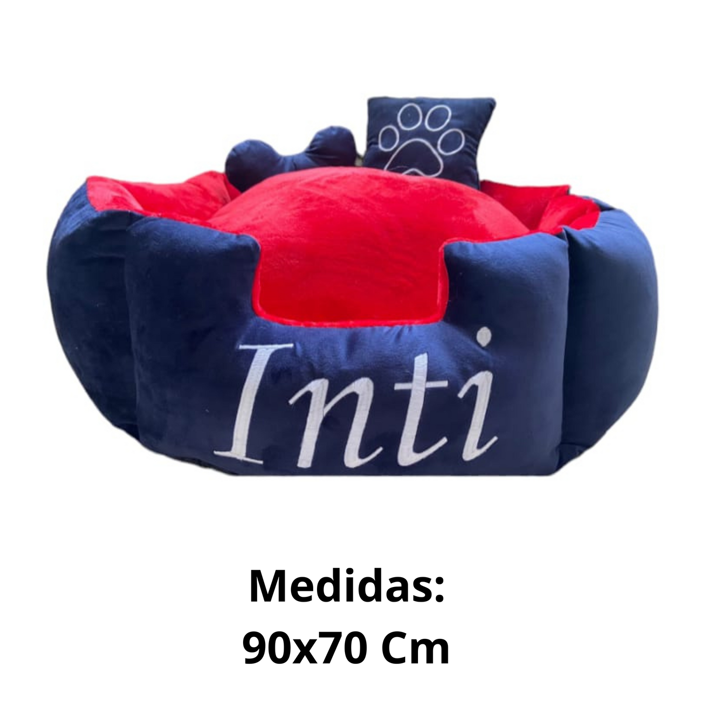 Cama Premium Para Mascota Azul-Roja