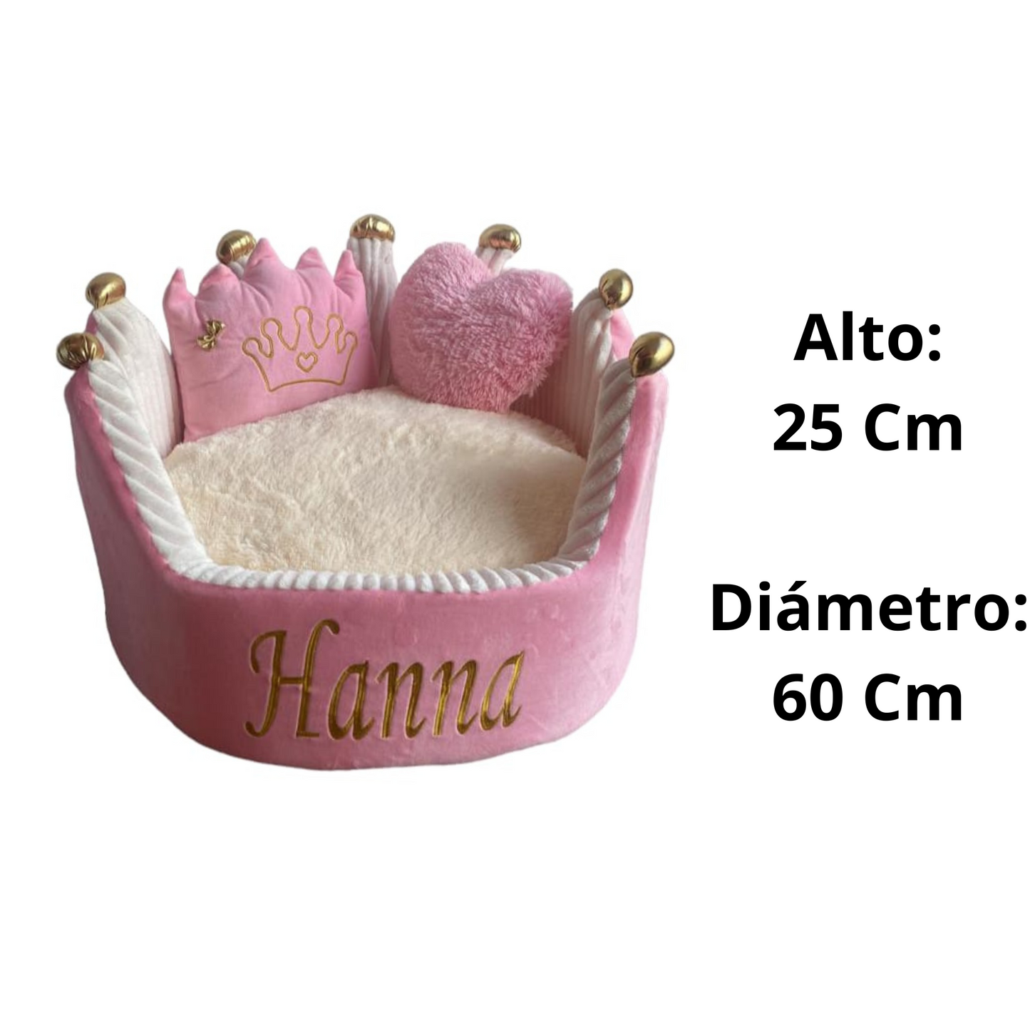 Cama Personalizada Para Mascota Corona Rosada
