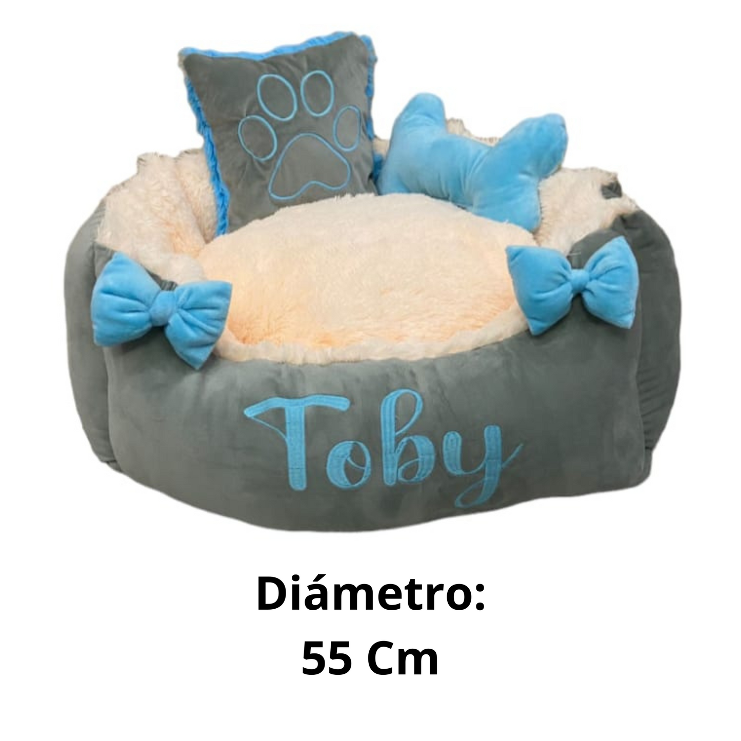 Cama Personalizada Para Mascota Premium  Gris-Beige