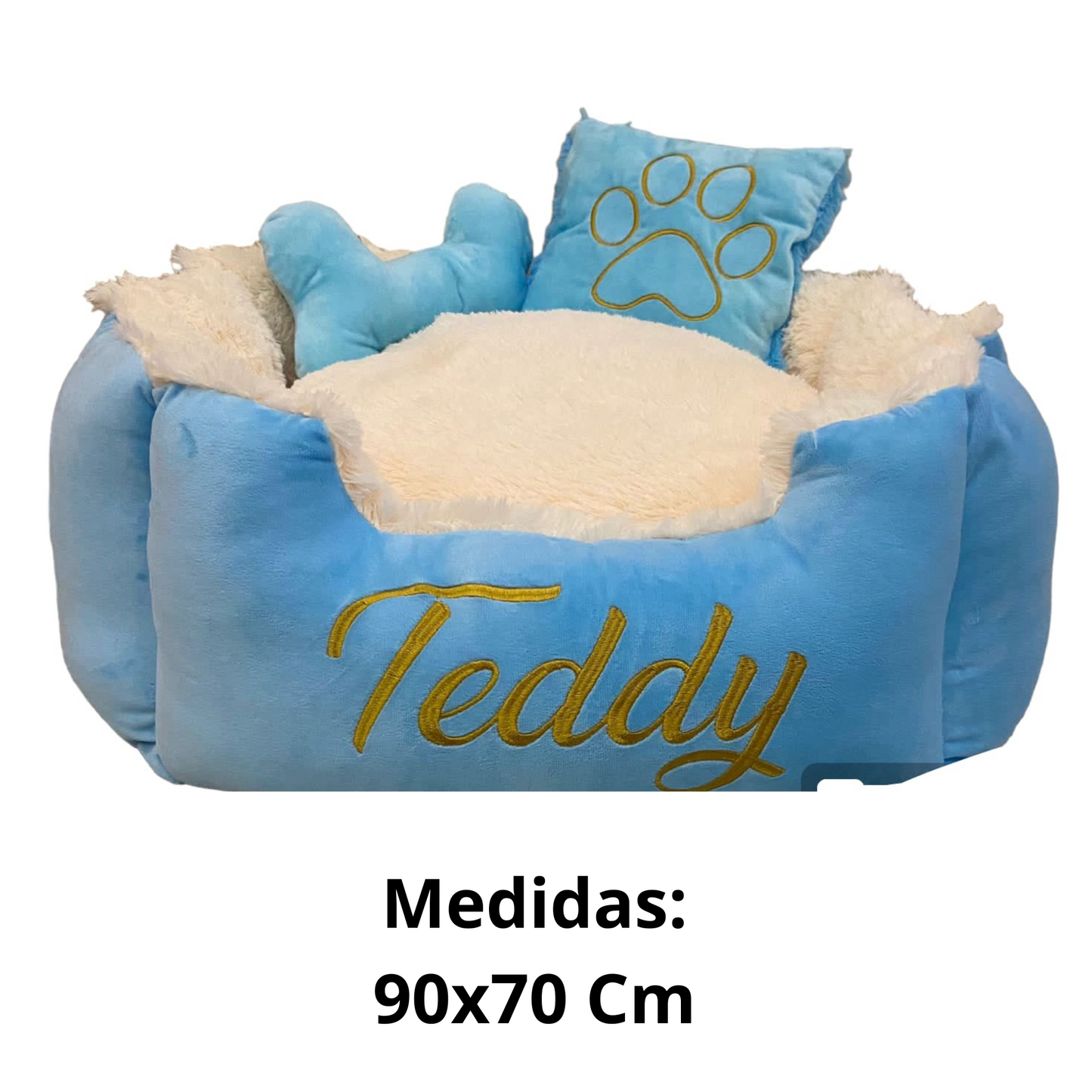 Cama Personalizada Para Mascota Premium  Azul