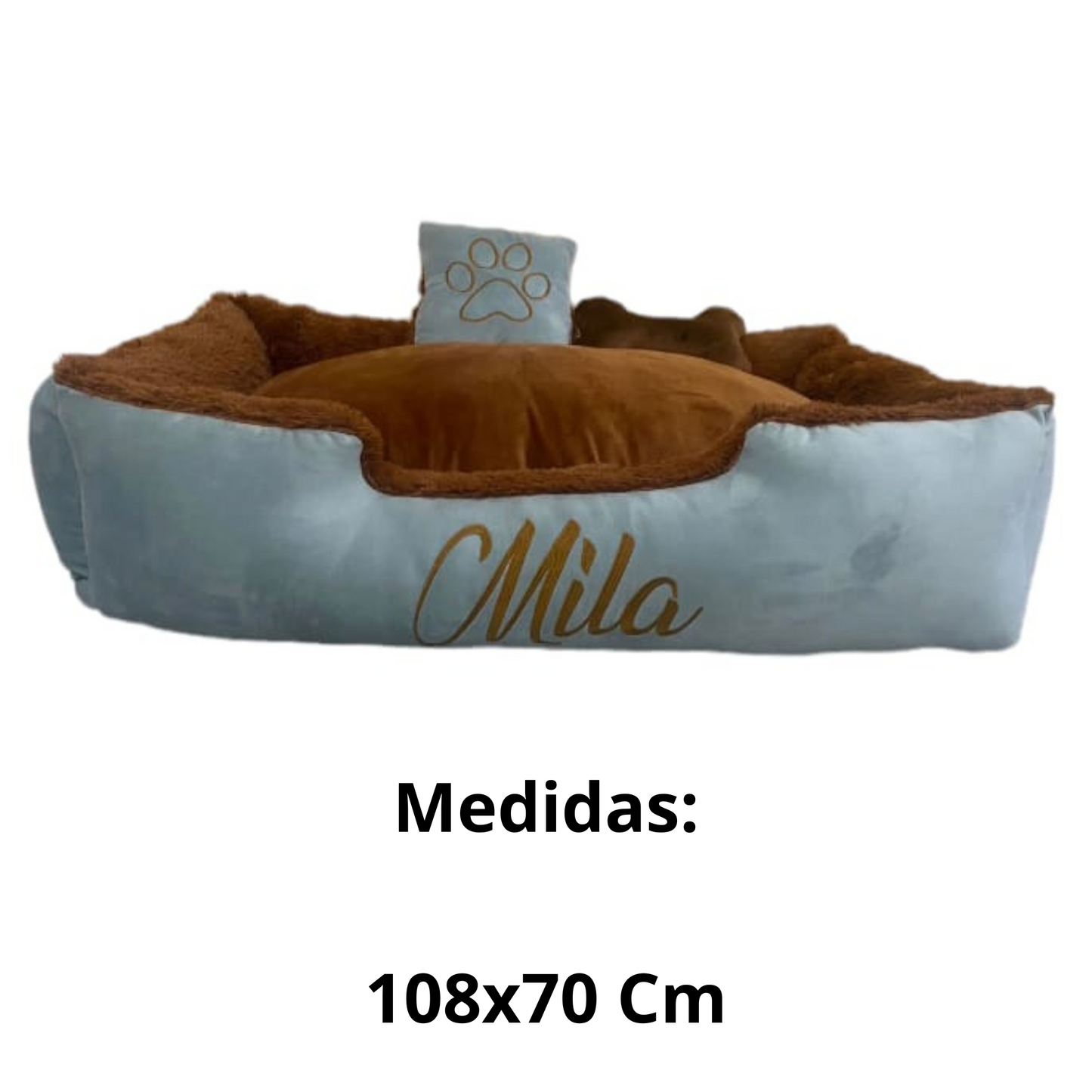 Cama Personalizada Para Mascota Premium Gris-Café