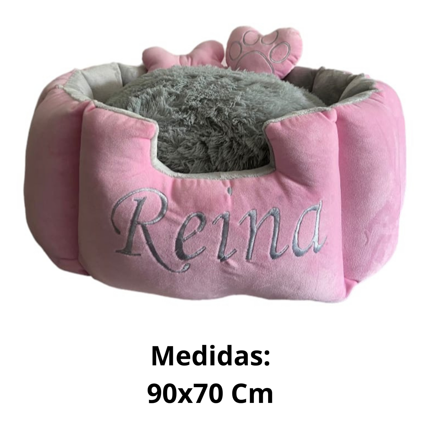 Cama Premium Para Mascota Rosada-Gris