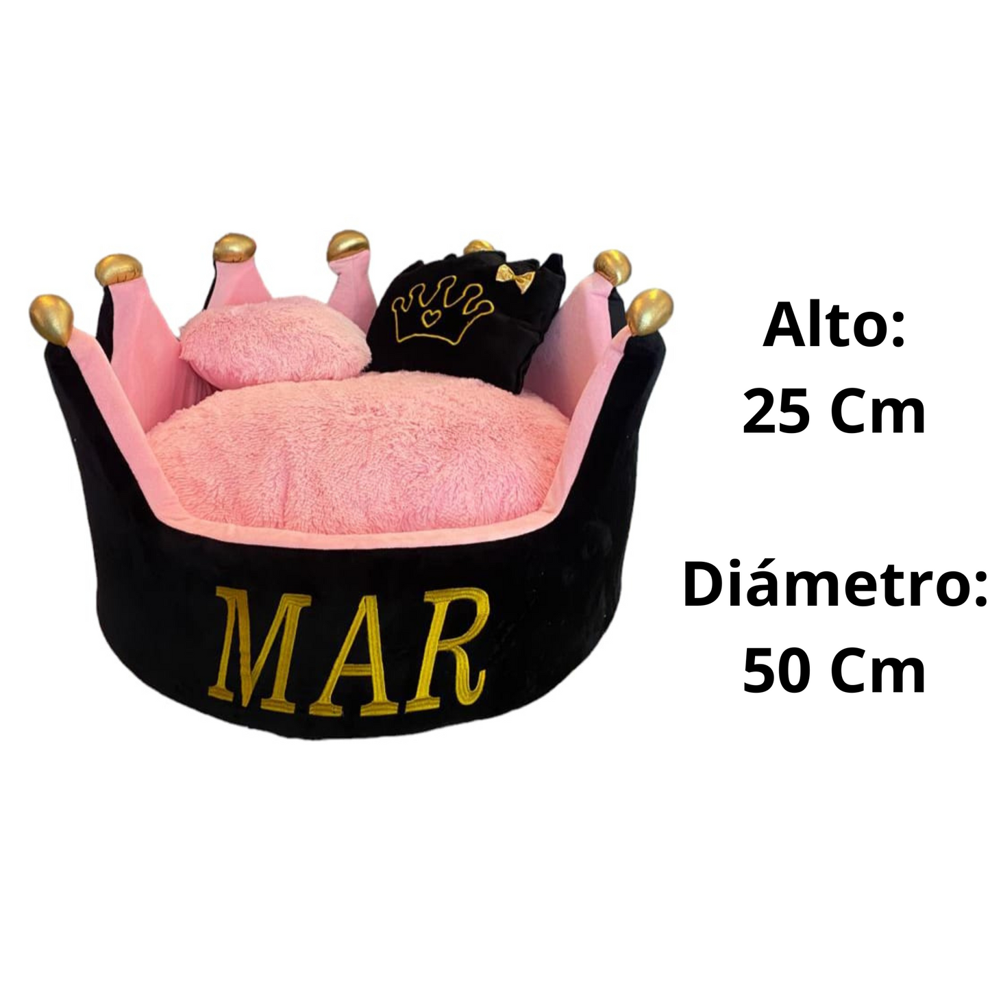 Cama Corona Para Mascota Negra-Rosado para Mascotas