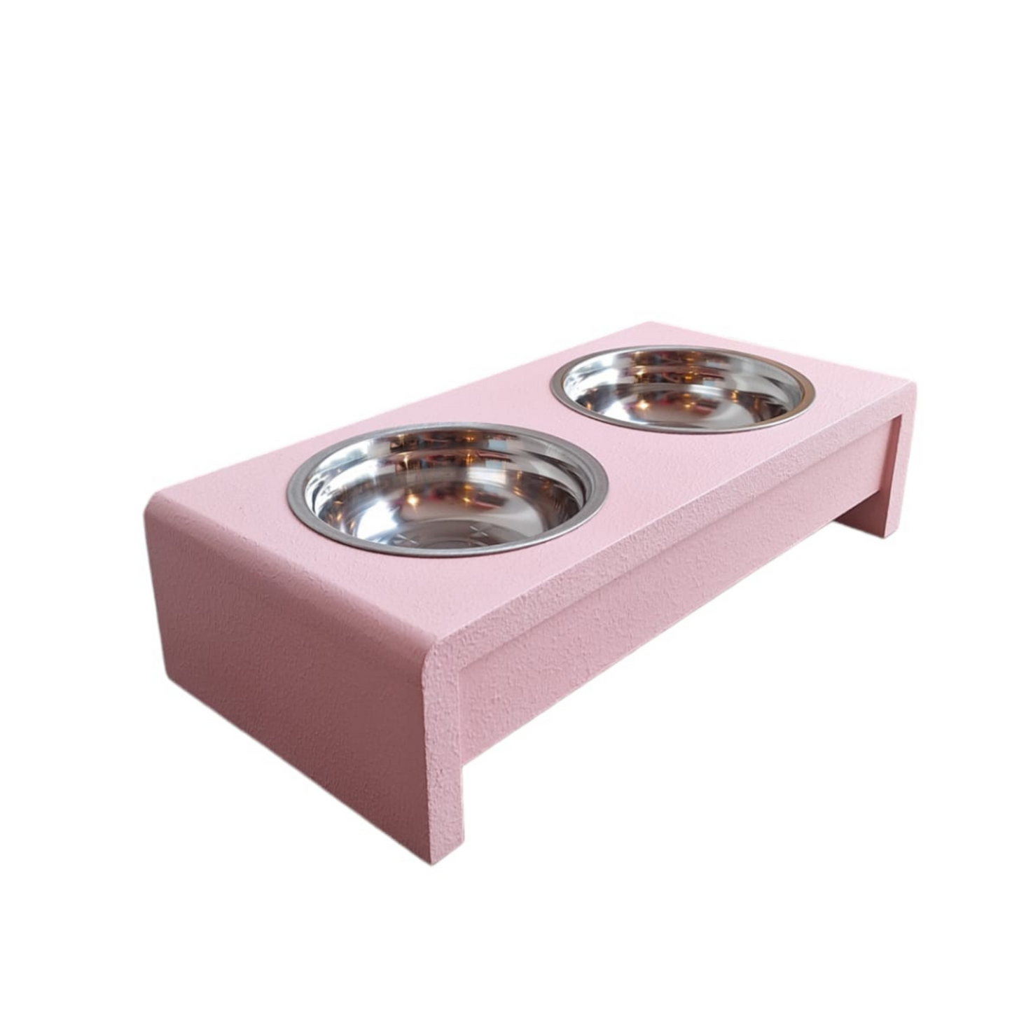 Comedero Doble para Mascotas en Madera Cedro Color Rosa