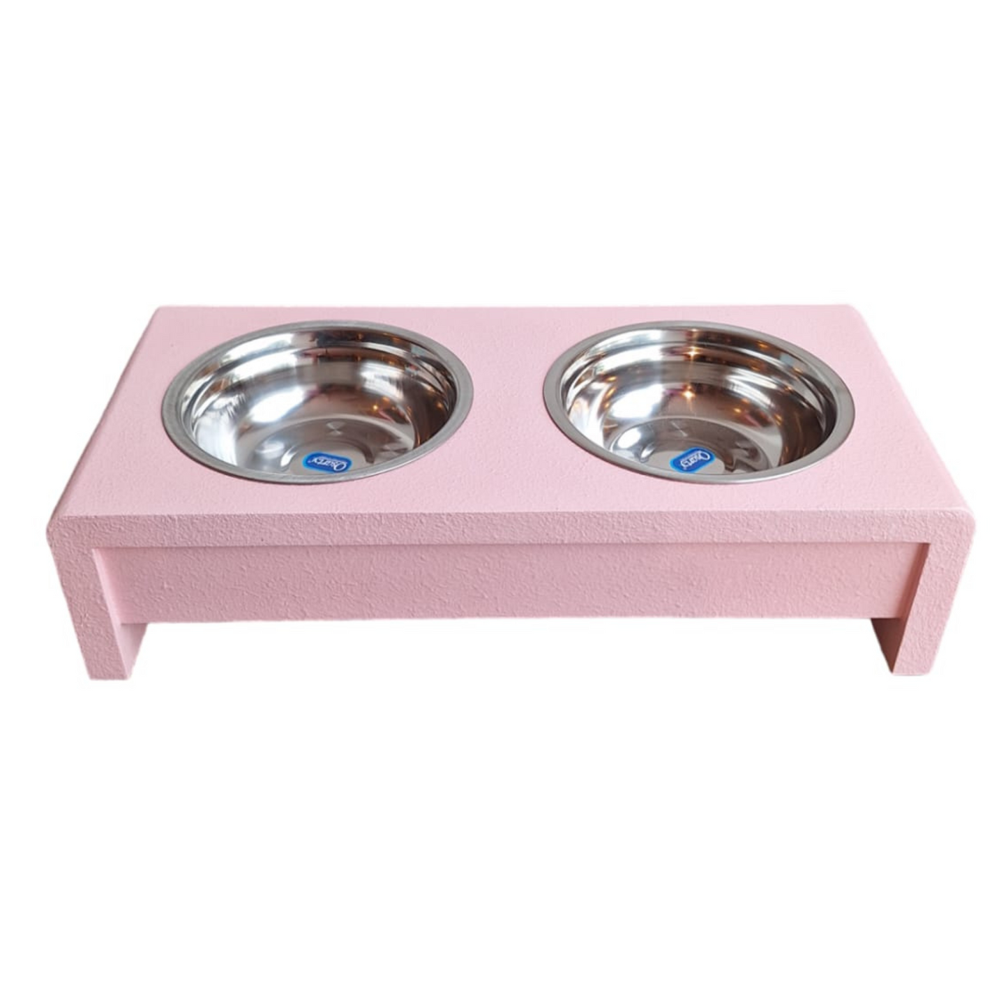 Comedero Doble para Mascotas en Madera Cedro Color Rosa