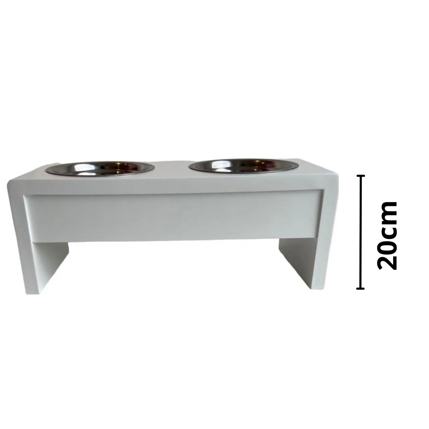 Comedero Doble para Mascotas en Madera color Blanco