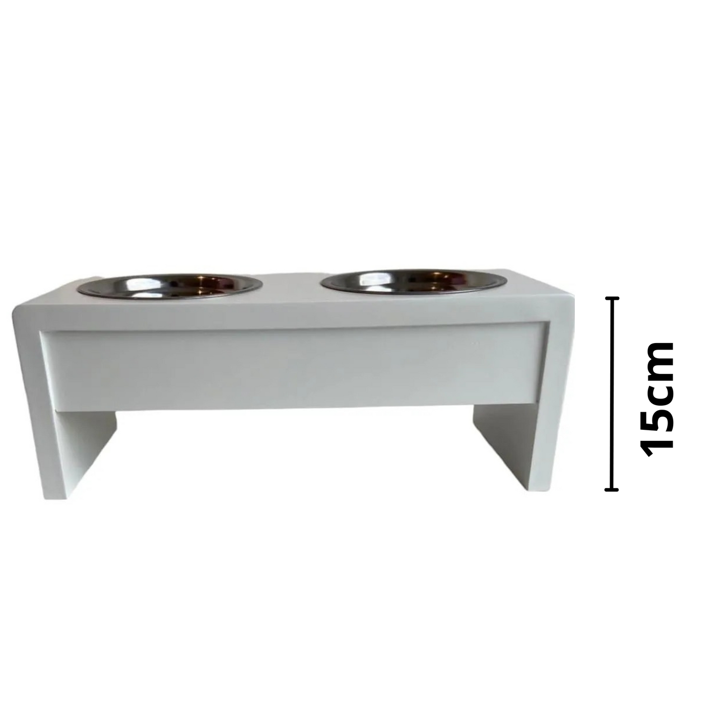Comedero Doble para Mascotas en Madera color Blanco