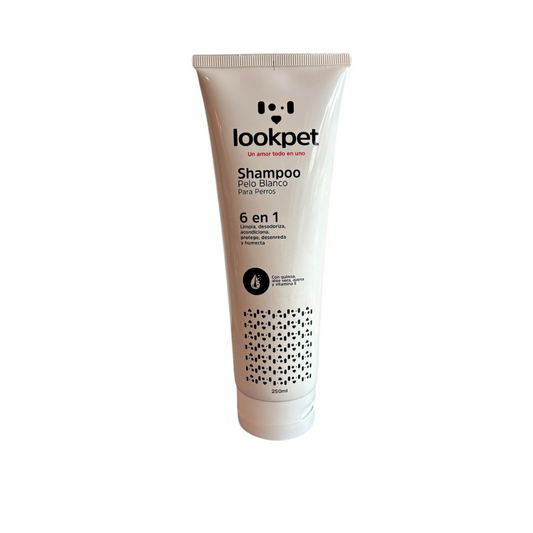 Shampoo Pelo Blanco 6 En 1 Lookpet Para Perros 250 Ml