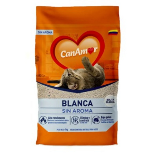 Arena CanAmor Blanca sin Olor 4 kg Aseo