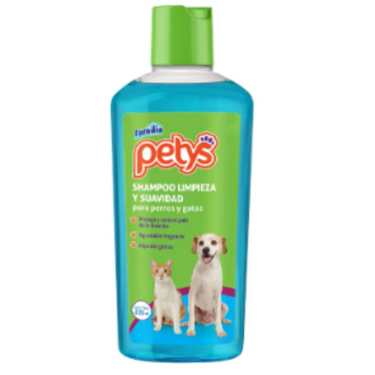 Shampoo Limpieza Y Suavidad Petys Perros Y Gatos 235 Ml Aseo