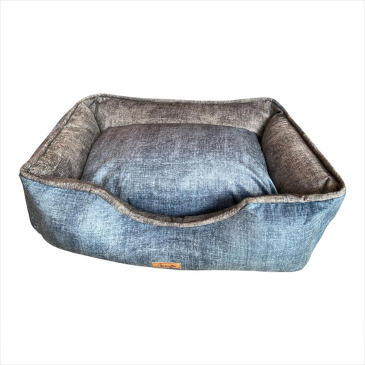 Cama Imperial Doble Faz Para Mascotas Gris-Azul Anti Fluido Y Anti Rasguño